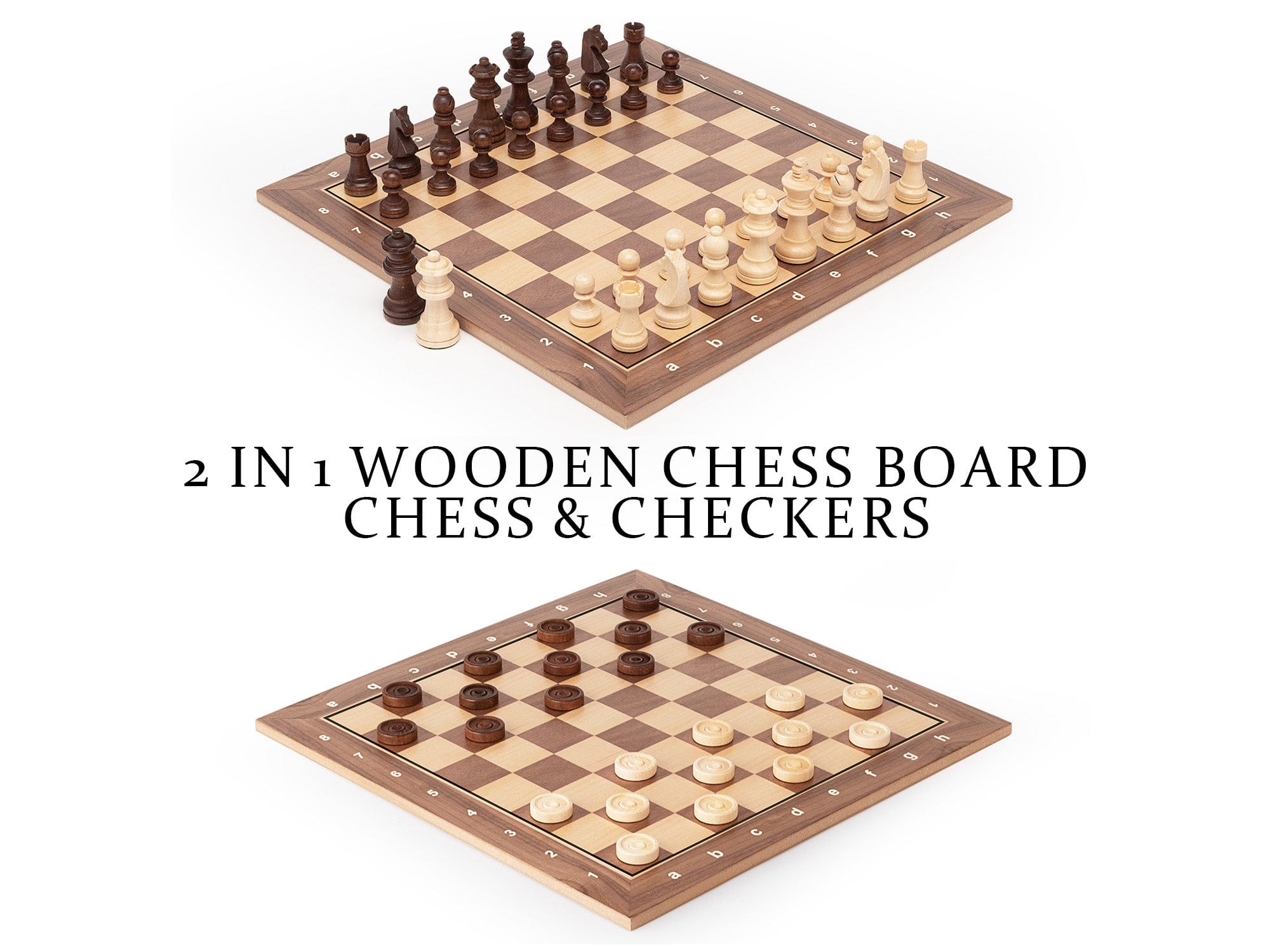 A&A CHESS CHESS SET A&A 15.5'' Wooden Traveling Chess and Checkers Set w/ Carrying Bag