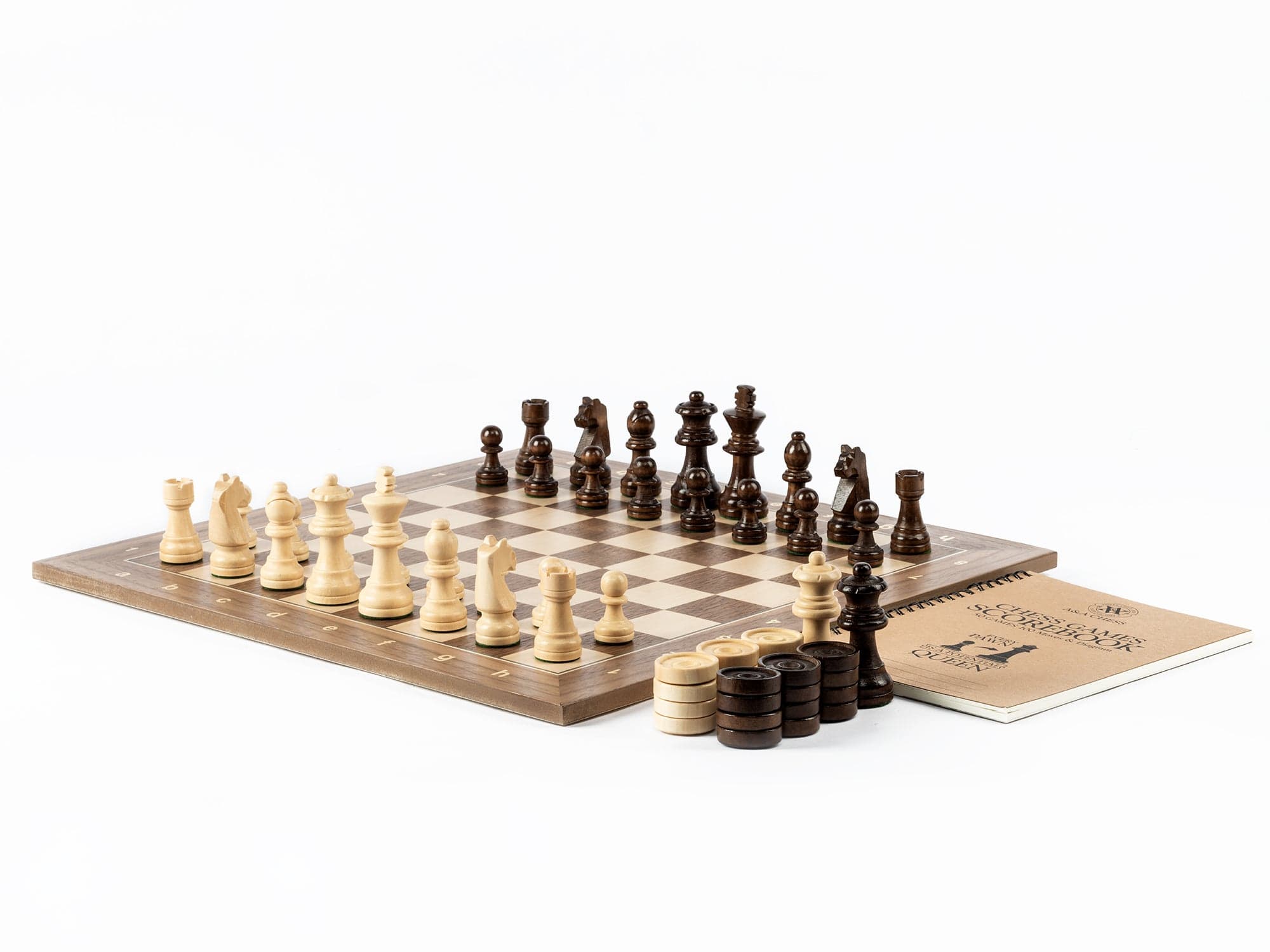 A&A CHESS CHESS SET A&A 15.5'' Wooden Traveling Chess and Checkers Set w/ Carrying Bag