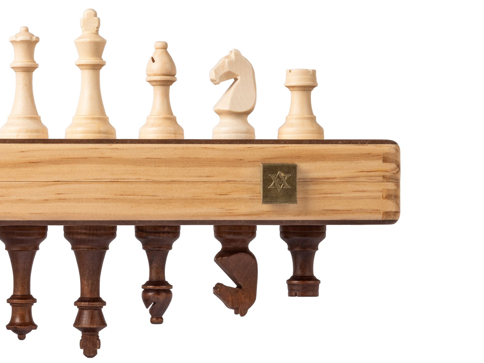 A&A CHESS CHESS SET A&A 15'' Natural Wood Folding Magnetic Chess & Checkers Set