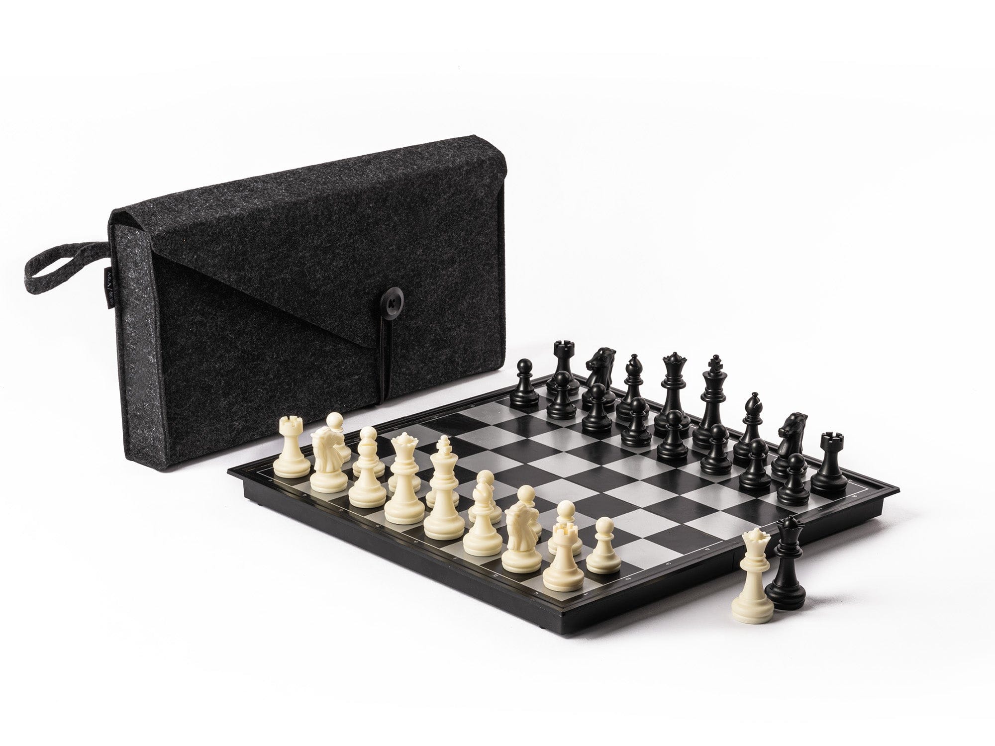 A&A CHESS CHESS SET Large A&A Durable Plastic Magnetic Folding Chess Set with Felt Case