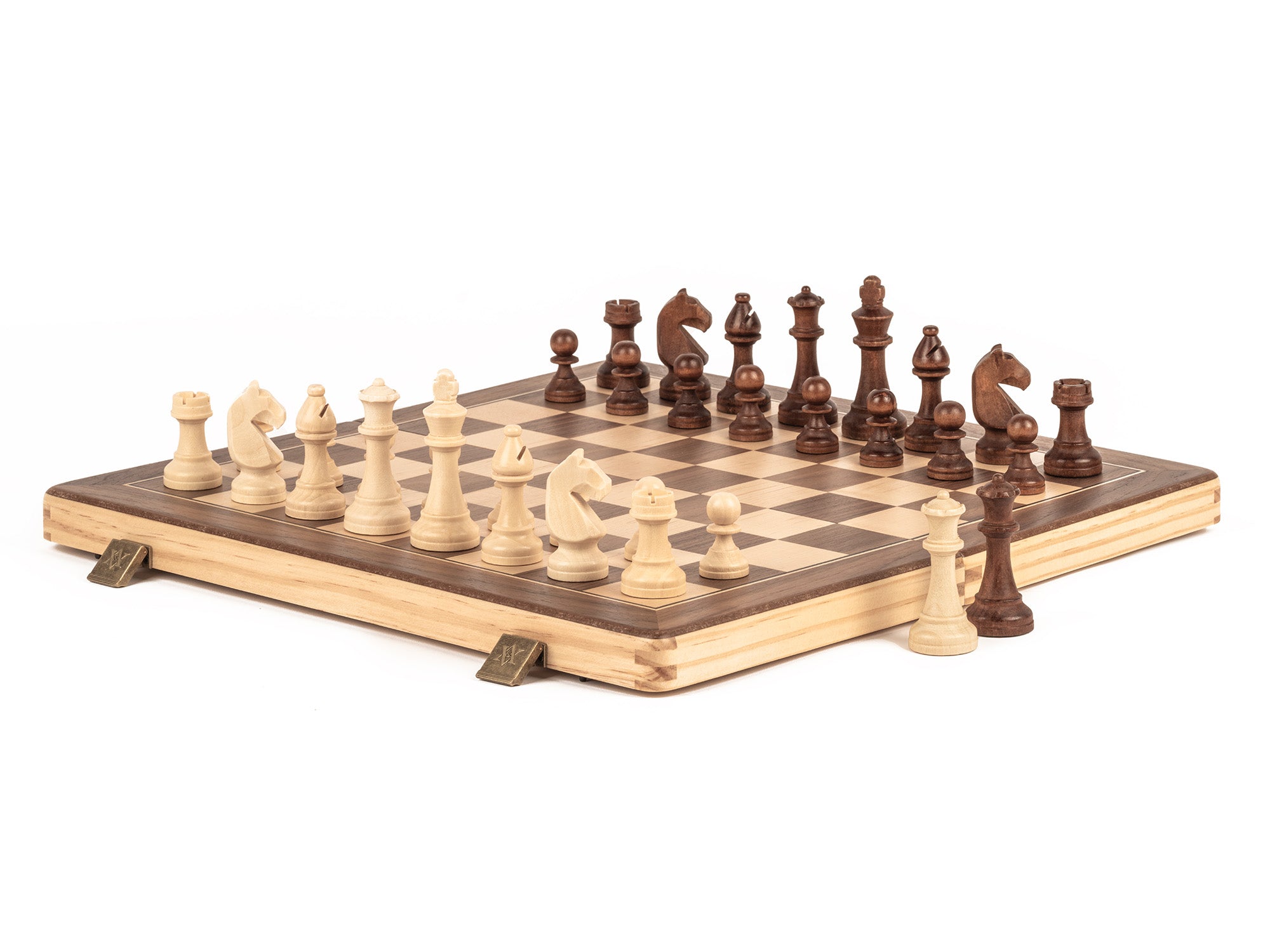 A&A 15'' Natural Wood Folding Chess Set